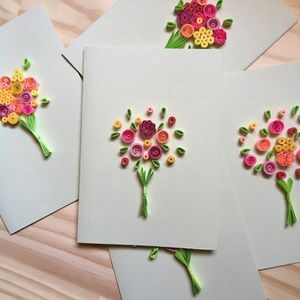 helo mayumi Quilling paper cartões buque de flores